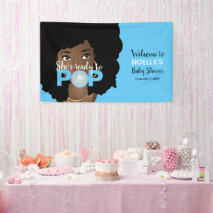 Banderoles Femme noire, Prête à la pop, Bubblegum, Bleu