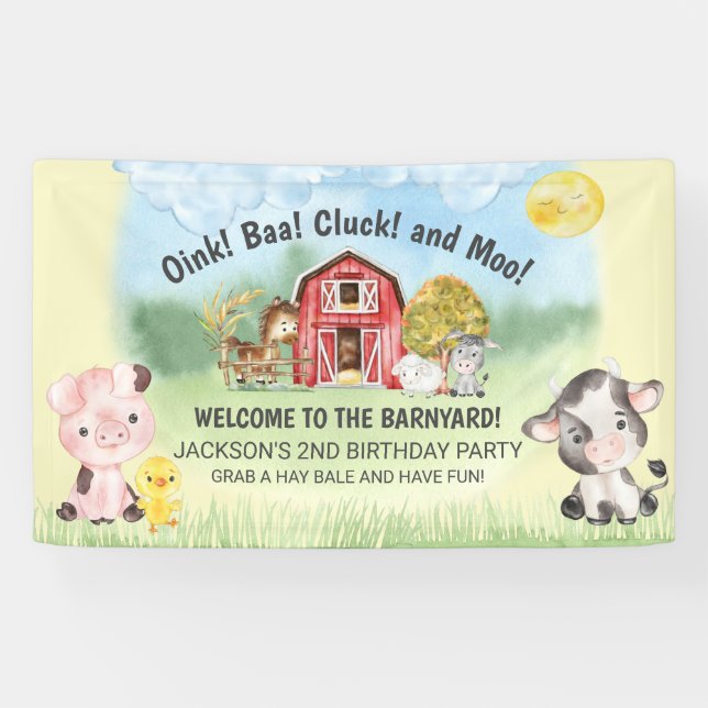 Banderoles ferme animal grange thème 2e anniversaire (Horizontal)