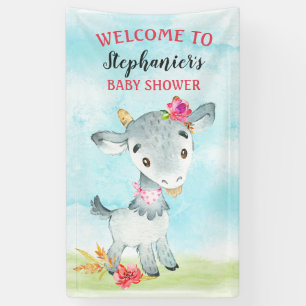 Banderoles Ferme de Baby shower de chèvres Watercolor Girl