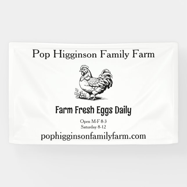 Banderoles Ferme de poulet Vintage rustique (Horizontal)