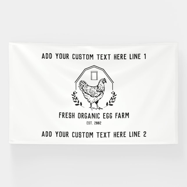 Banderoles Ferme d'oeufs bio Ferme de poulet rustique (Horizontal)
