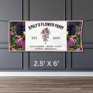 Banderoles Ferme Fleuriste Moderne Rose et Blanc à Deux Photo