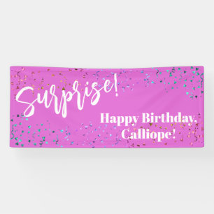 Banderoles Festif Confetti Surprise fête d'anniversaire rose