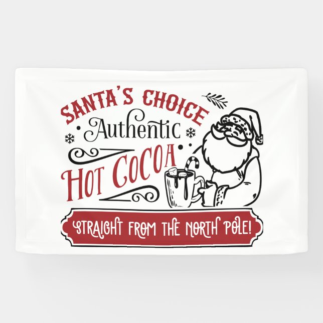 Banderoles Festive Père Noël choix de bar à cacao chaud (Horizontal)