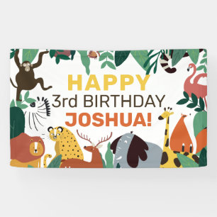 Banderoles Fête Anniversaire de enfant des animaux de la jun