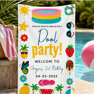 Banderoles Fête au Piscine Anniversaire Moderne sur le Thèm