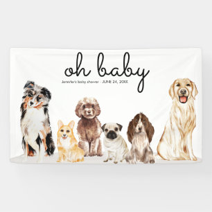 Banderoles Fête Baby Shower Chien Aquarelle Oh Bébé