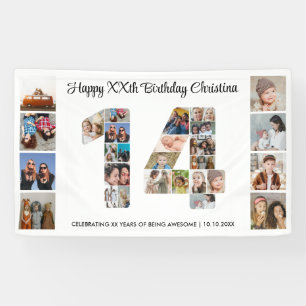 Banderoles Fête d'anniversaire 14 ans Numéro 14 Collage de ph