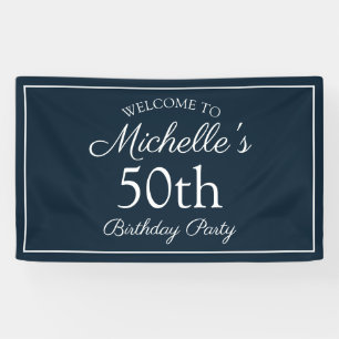 Banderoles Fête d'anniversaire 50 ans Bleu Nuit Blanc