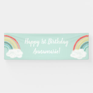Banderoles Fête d'anniversaire arc-en-ciel bohème pour enfant