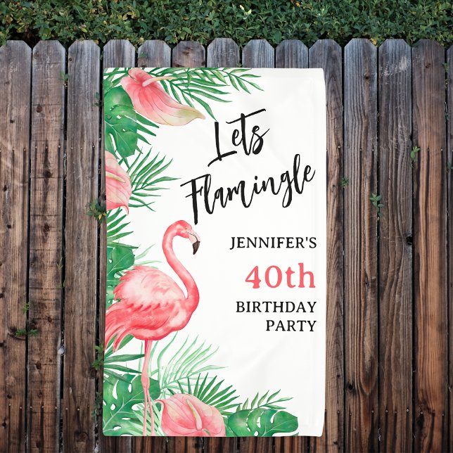 Banderoles Fête d'anniversaire au flamant rose (Créateur téléchargé)