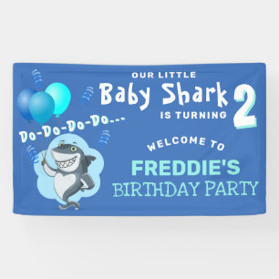 Banderoles Fête d'anniversaire Ballons Bleus Requin Mignon
