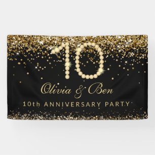 Banderoles Fête d'anniversaire de 10 ans Elegant Gold Diamond