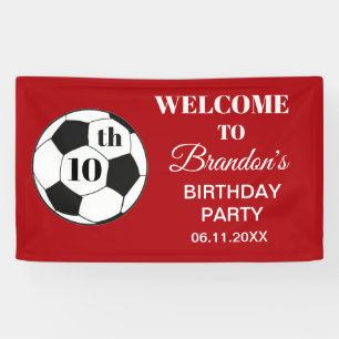 Banderoles Fête d'anniversaire de 10 ans Football Rouge Garço