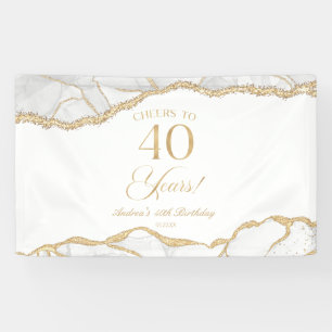 Banderoles Fête d'anniversaire de 40 ans en Agate Or Blanc Él