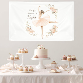 Banderoles Fête d'anniversaire de ballerine personnalisée ave