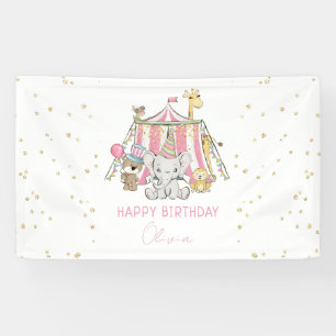 Banderoles Fête d'anniversaire de cirque Carnaval Rose pour e