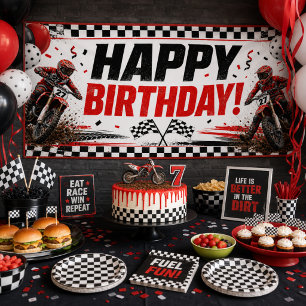 Banderoles Fête d'anniversaire de course de moto cross pour g
