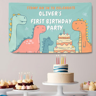 Banderoles Fête d'anniversaire de Dinosaur One-A-Saurus Boy 1