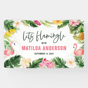 Banderoles Fête d'anniversaire de feuillage tropical lumineux