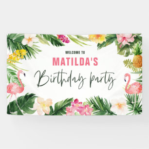 Banderoles Fête d'anniversaire de feuillage tropical lumineux