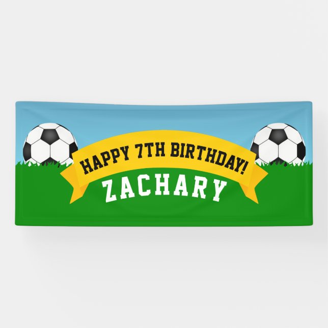 Banderoles Fête d'anniversaire de football (Horizontal)