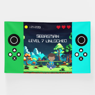 Banderoles Fête d'anniversaire de jeu informatique de nouveau