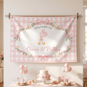 Banderoles Fête d'anniversaire de la fille à l'arc rose de l'