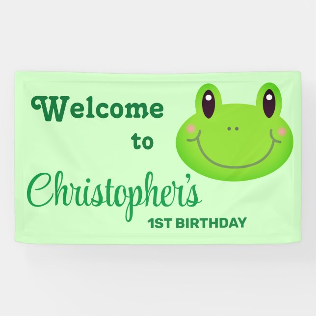 Banderoles Fête d'anniversaire de la grenouille amphibie thèm (Horizontal)