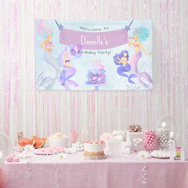 Banderoles Fête d'anniversaire de la Sirène magique (Fête)
