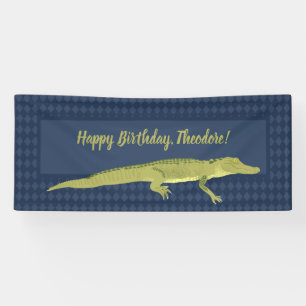 Banderoles Fête d'anniversaire de l'Alligator bleu et vert de