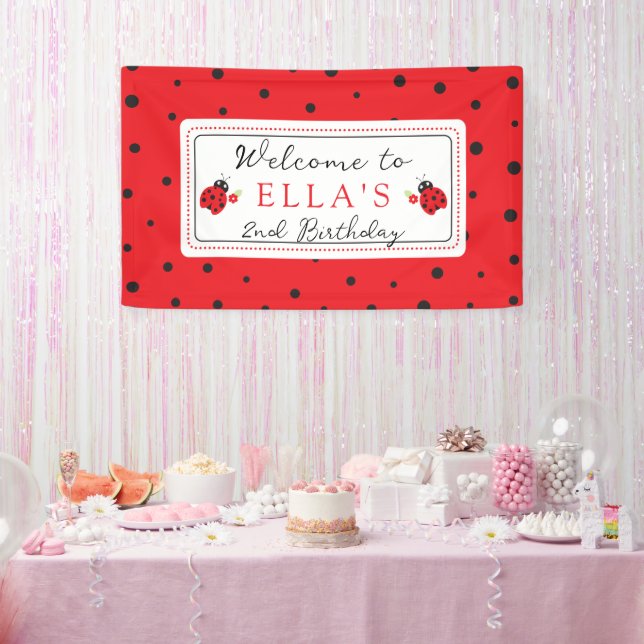Banderoles Fête d'anniversaire des enfants avec la coccinelle (Fête)