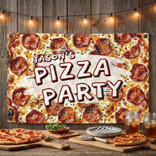 Banderoles Fête d'anniversaire des enfants Pizza Party