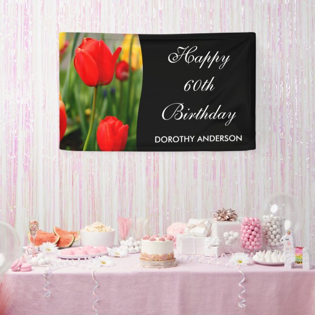 Banderoles Fête d'anniversaire des tulipes rouges et jaunes (Fête)