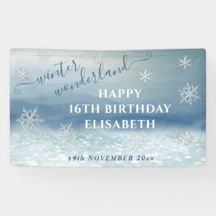 Banderoles Fête d'anniversaire d'hiver au pays des merveilles