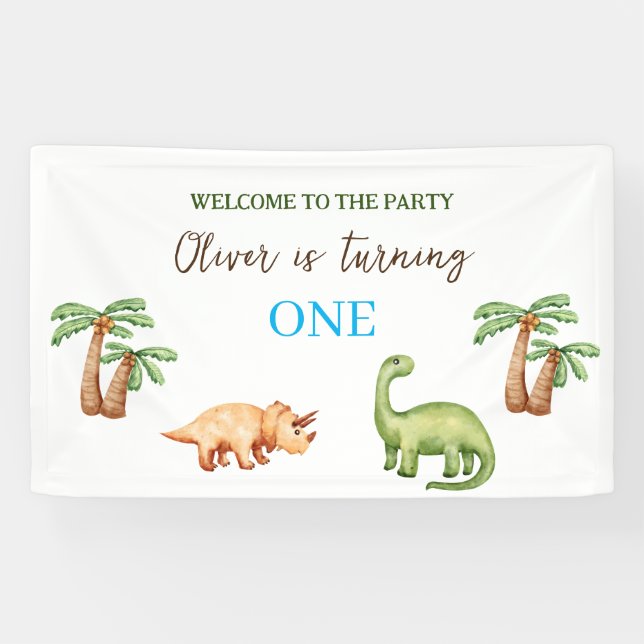 Banderoles Fête d'anniversaire Dino-mite t-rex (Horizontal)
