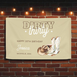 Banderoles Fête d'anniversaire Dirty Thirty 30 ans Western Ru