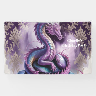 Banderoles Fête d'anniversaire Dragon Gothique Violet 