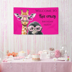 Banderoles Fête d'anniversaire drôle rose