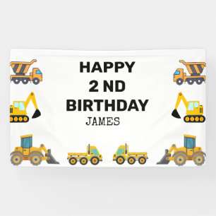 Banderoles Fête d'anniversaire du camion de construction