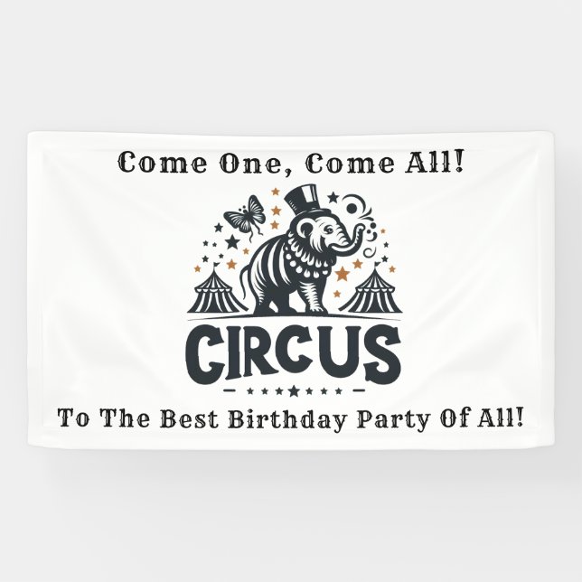 Banderoles Fête d'anniversaire du cirque lunaire (Horizontal)