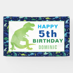 Banderoles Fête d'anniversaire du Dinosaure d'aquarelle T-Rex