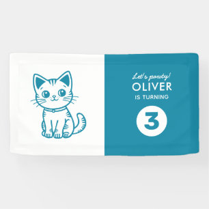 Banderoles Fête d'anniversaire du garçon avec chaton de coule