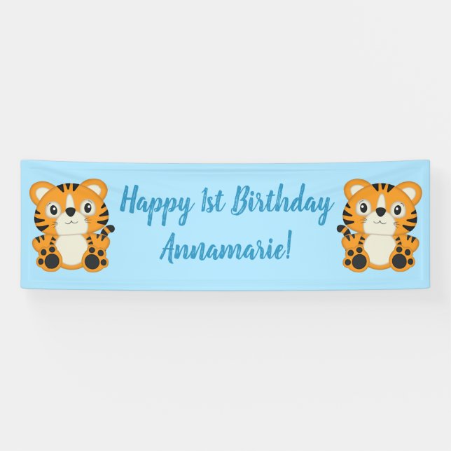 Banderoles Fête d'anniversaire du tigre (Horizontal)