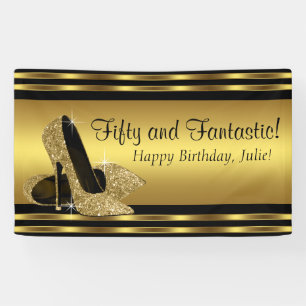 Banderoles Fête d'anniversaire élégante en talons hauts dorés