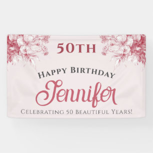 Banderoles Fête d'anniversaire élégante et rose personnalisée