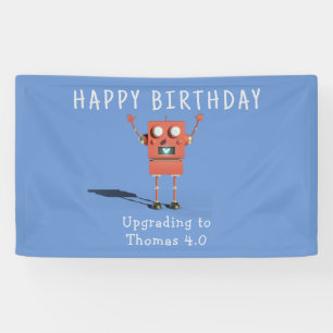 Banderoles Fête d'anniversaire enfant robot 3D rouge