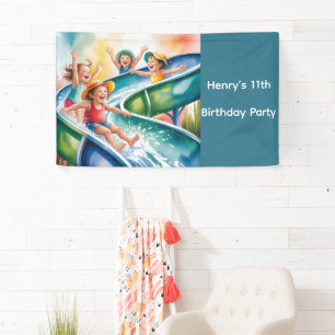 Banderoles Fête d'anniversaire enfant toboggan aquatique aqua
