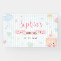 Fête d'anniversaire fille gâteau pastel premier an