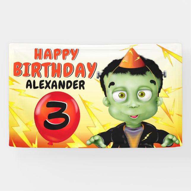 Banderoles Fête d'anniversaire Frankenstein (Horizontal)